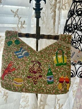 Made in India beach theme beaded wooden clutch bag